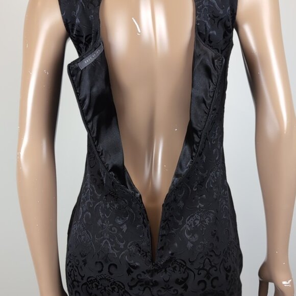 3/$20 Suzy Shier Sleeveless Jacquard Cocktail Dress Cut Out Brocade Sheath - Picture 7 of 12